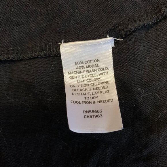 NORDSTROM CASLONG L Crewneck Long Sleeve T-Shirt Solid Black Cotton Modal Basic - Picture 6 of 6